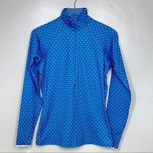Nike Pro Dry Fit Blue/White Running Jacket 1/2 Zip Polka Dot Pullover Size M